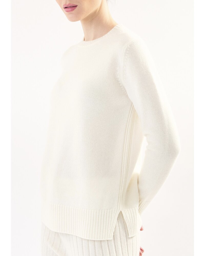 CASHMERE CLOUDS Ribbed Crewneck Cashmere Sweater