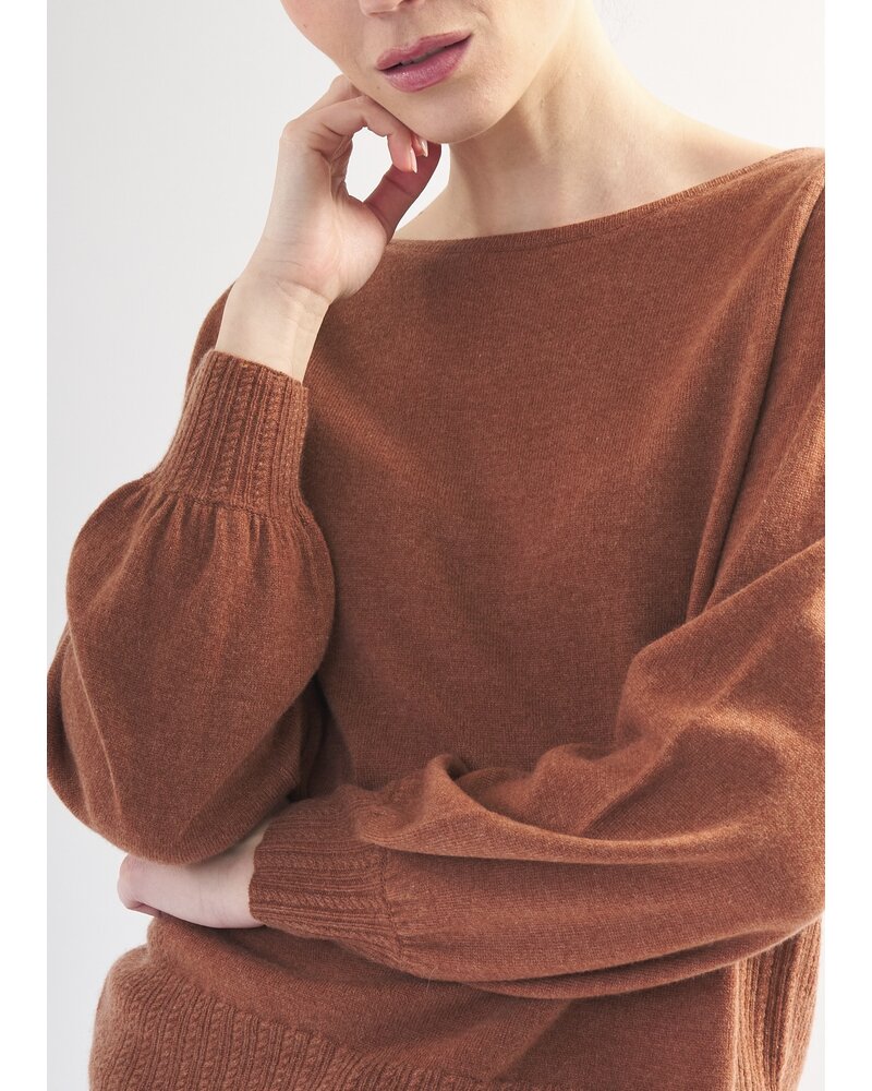 CASHMERE CLOUDS Puff Sleeve Cashmere Sweater