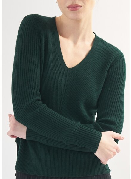 CASHMERE CLOUDS Boxy Rib Cashmere V-Neck Sweater