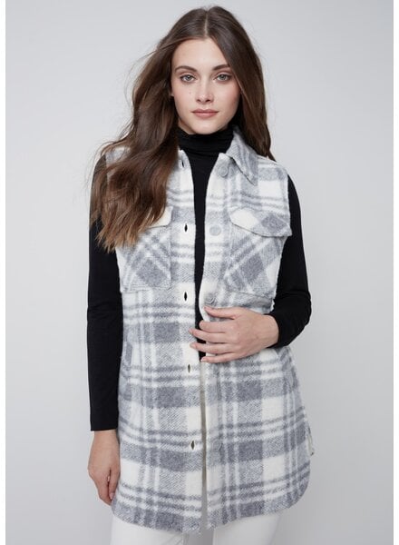 CHARLIE B Plaid Boiled Wool Vest