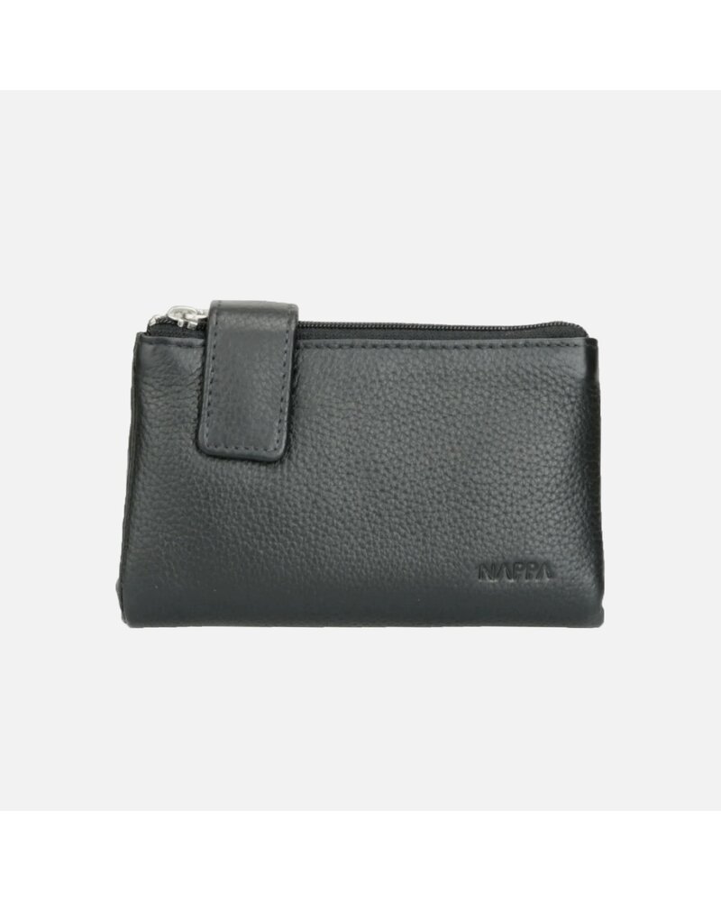 NAPPA MINI CHARLOTTE Dbl Zip Side Snap Leather Wallet 5.5"