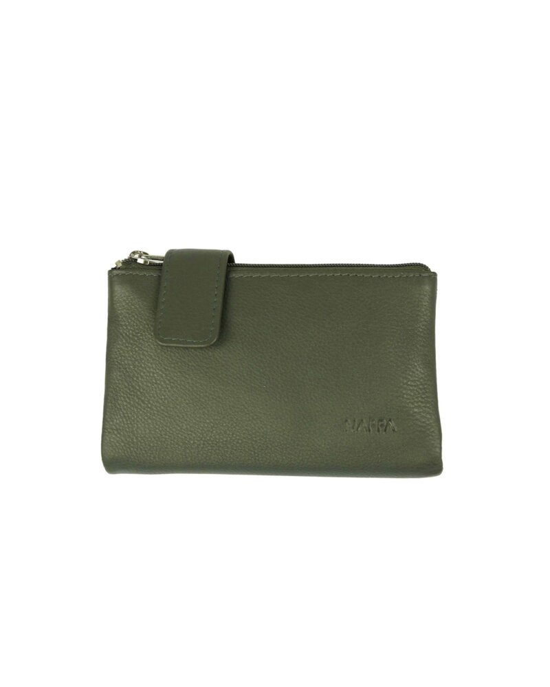 NAPPA MINI CHARLOTTE Dbl Zip Side Snap Leather Wallet 5.5"