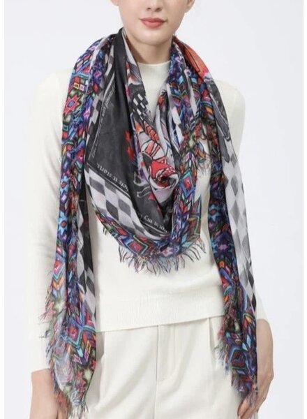 Love's Pure Light Luxury Silk Scarf Shawl ALL MY FOUNTAINS
