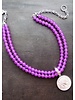 FRAN GREEN TRISTAN Rose Violet Dyed Jade 19" Choker w/Silver Plated Coin
