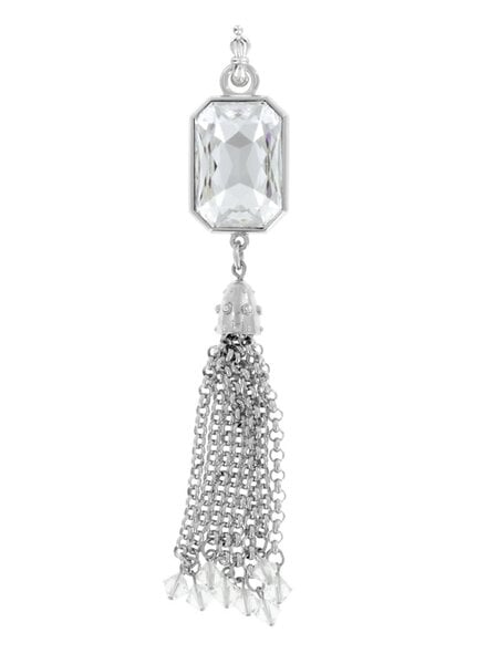 MYKA DESIGNS FERA Rhodium Large Octagon Pendant w/Tassel