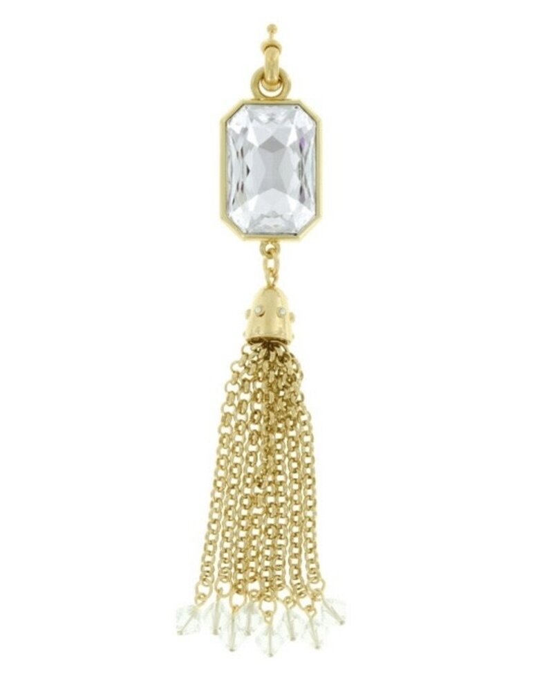 MYKA DESIGNS FERA Bright Gold Large Octagon Crystal Pendant w/Tassel