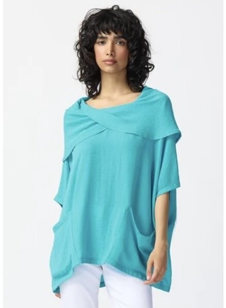 JOSEPH RIBKOFF Gauze Cowl Neck Tunic