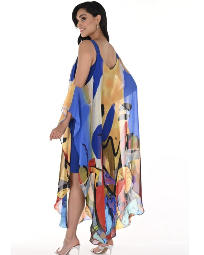 FRANK LYMAN DESIGNS Mixed Print Drape Dress