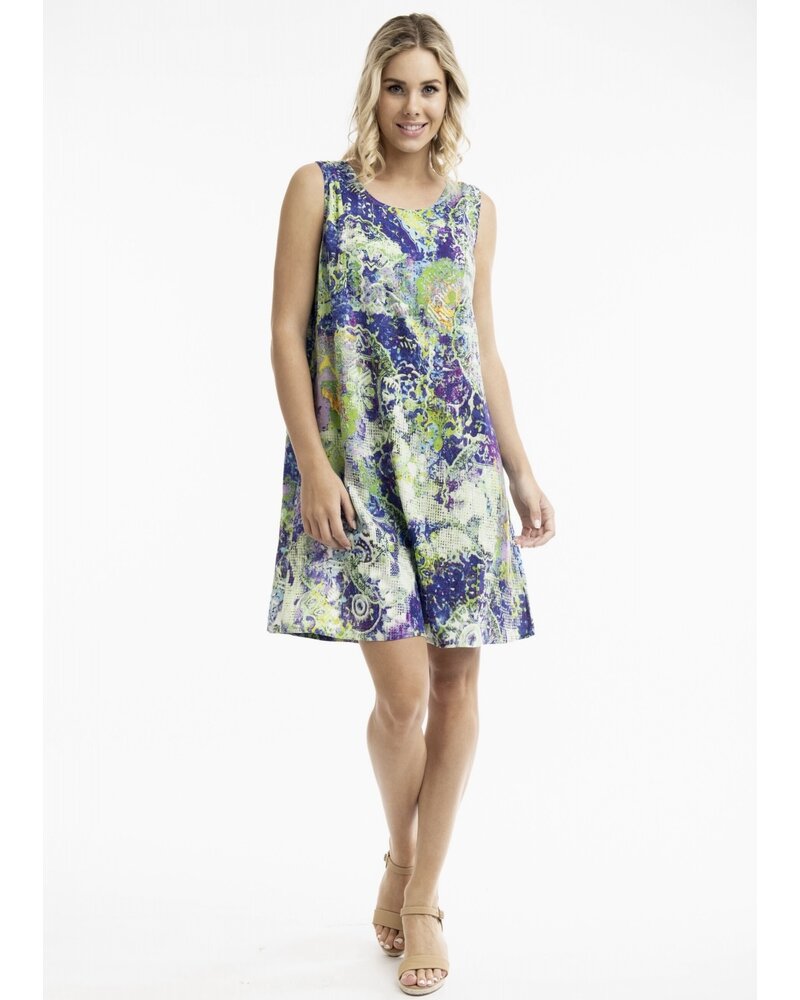 ORIENTIQUE Printed Flaired Shift Dress