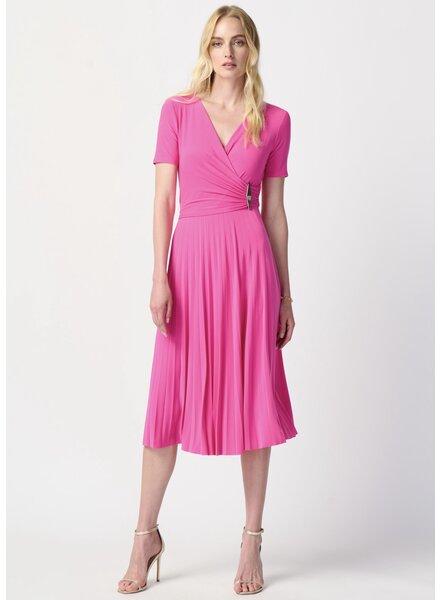 JOSEPH RIBKOFF Wrap Front Pleated Dress