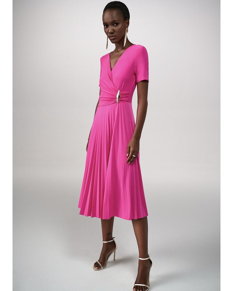 JOSEPH RIBKOFF Wrap Front Pleated Dress