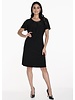 FRANK LYMAN DESIGNS Flutter Sleeve Round Neck Dress w/Gold Neck Detail