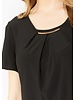 FRANK LYMAN DESIGNS Flutter Sleeve Round Neck Dress w/Gold Neck Detail