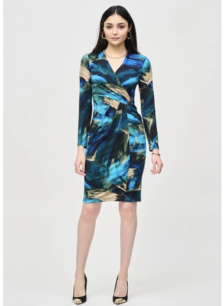 JOSEPH RIBKOFF Abstract Print Wrap Dress