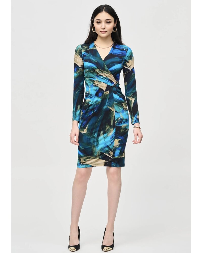 JOSEPH RIBKOFF Abstract Print Wrap Dress