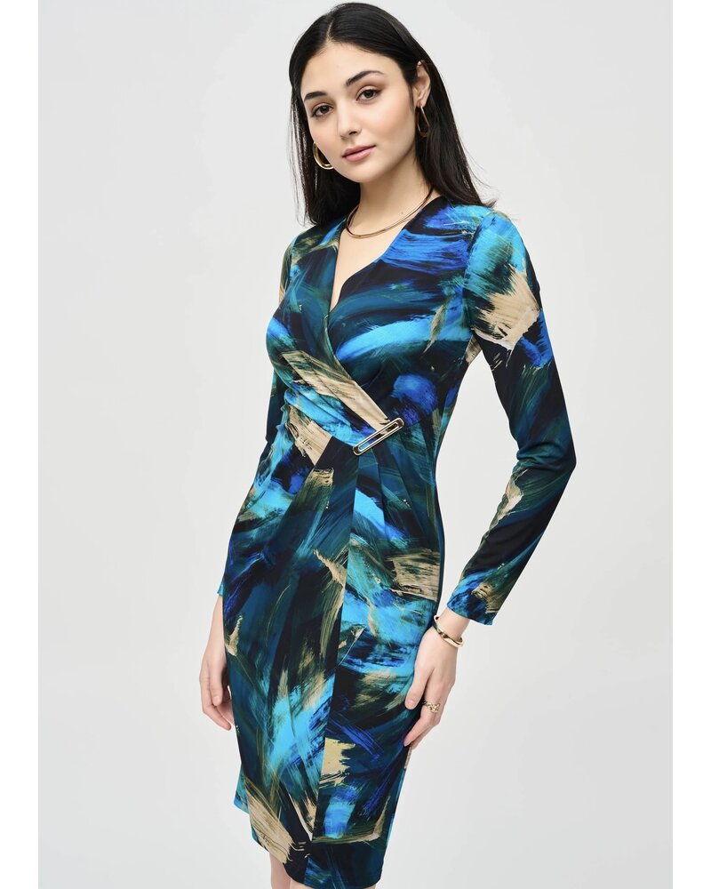 JOSEPH RIBKOFF Abstract Print Wrap Dress