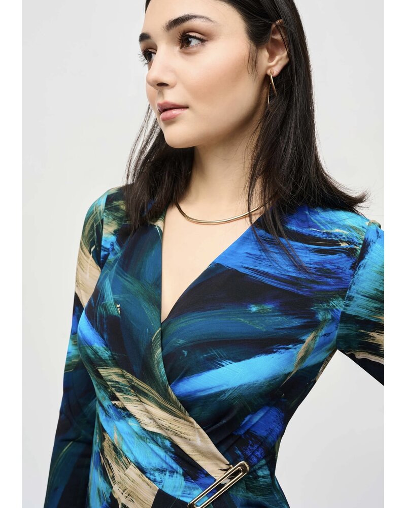 JOSEPH RIBKOFF Abstract Print Wrap Dress