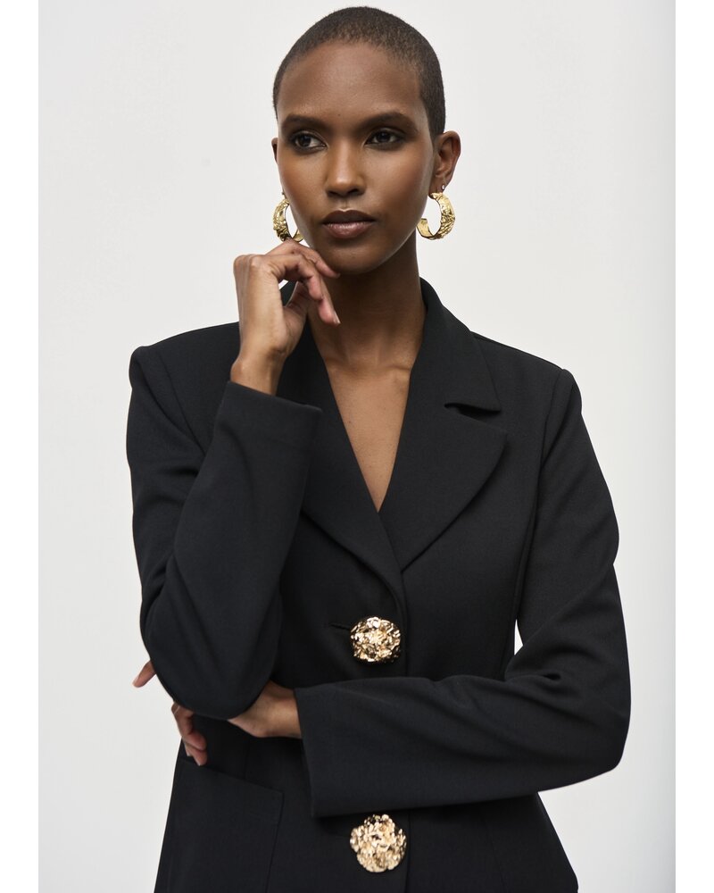 JOSEPH RIBKOFF Scuba Crepe Fitted Blazer w/Gold Buttons