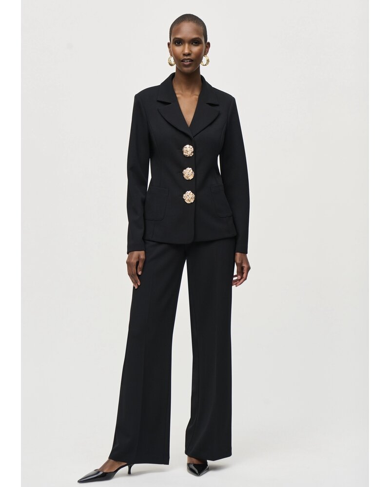 JOSEPH RIBKOFF Scuba Crepe Fitted Blazer w/Gold Buttons