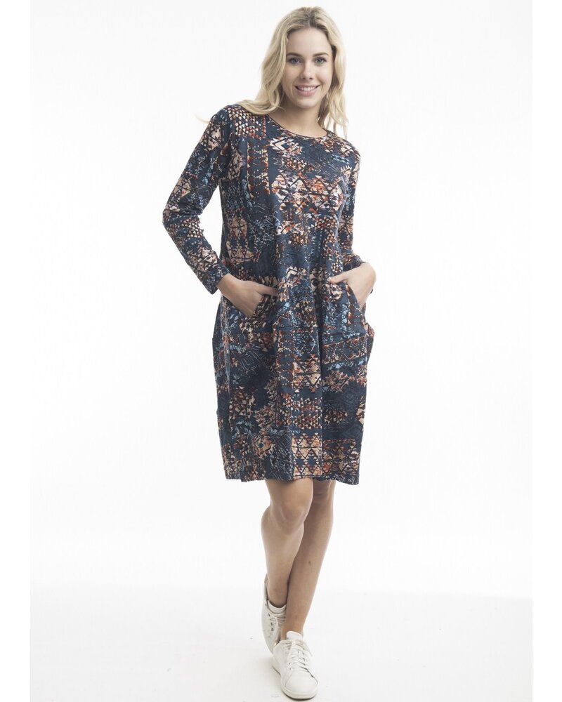 ORIENTIQUE Strauss Print Bubble Dress