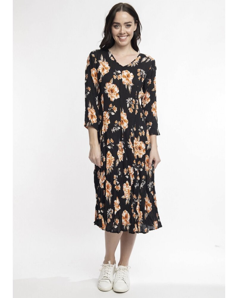 ORIENTIQUE Puccini 3/4 Sleeve Godet Dress