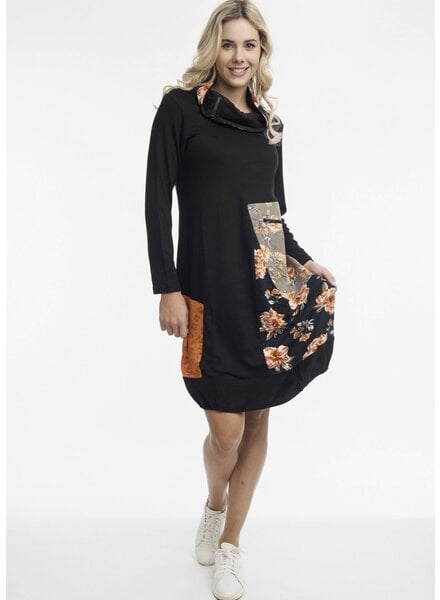 ORIENTIQUE Puccini Patch Asymmetric Dress