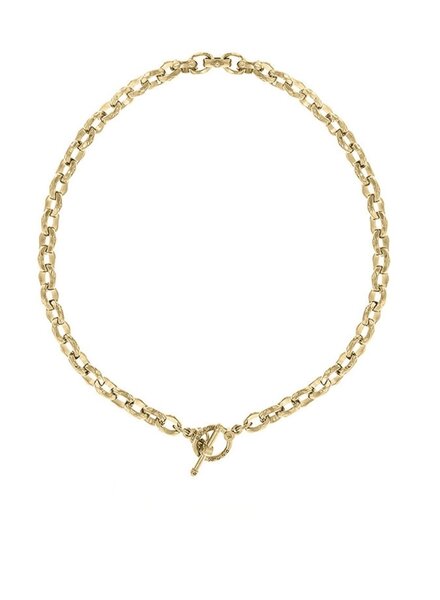 MYKA DESIGNS KIM Bright Gold Hammered Toggle 18" Chain