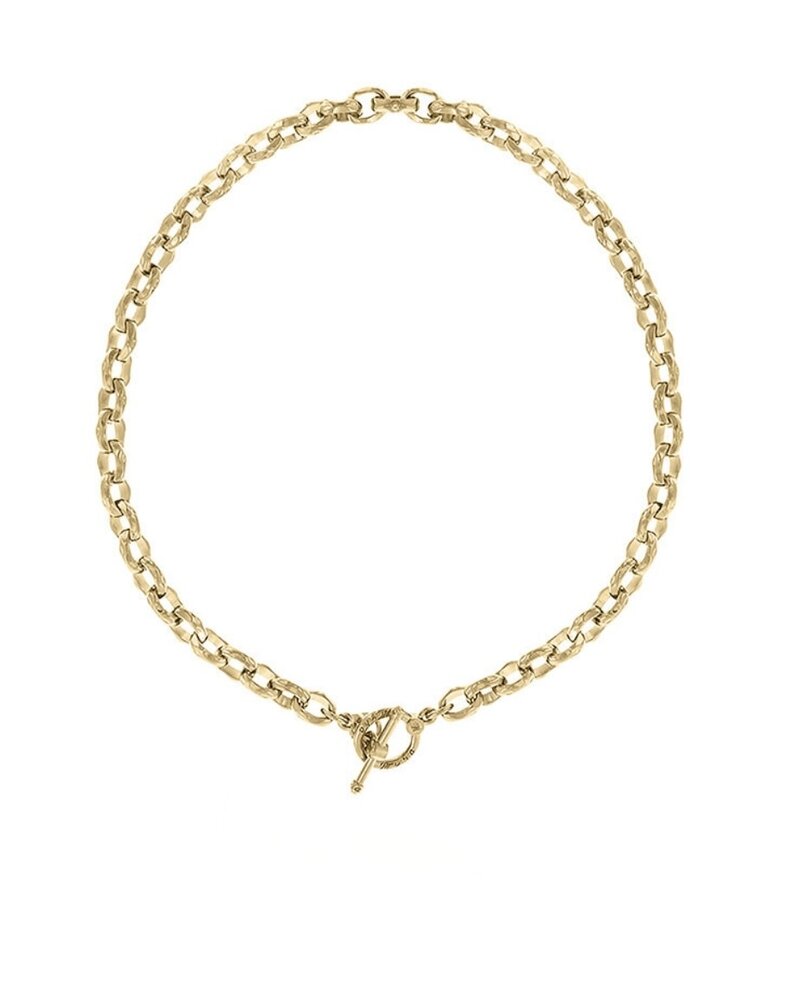 MYKA DESIGNS KIM Bright Gold Hammered Toggle 18" Chain