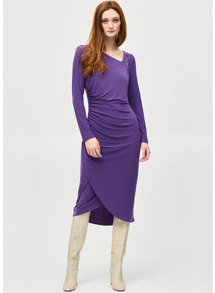 JOSEPH RIBKOFF Silky Knit Draped Sheath Dress
