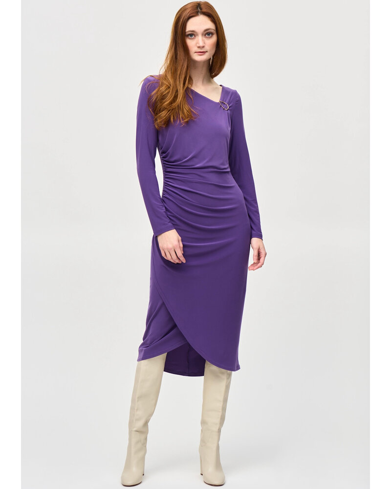JOSEPH RIBKOFF Silky Knit Draped Sheath Dress