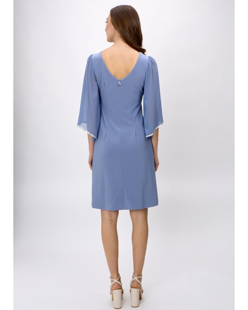 JOSEPH RIBKOFF Sheer 3/4 Sleeve Dress w/Crystal Trim