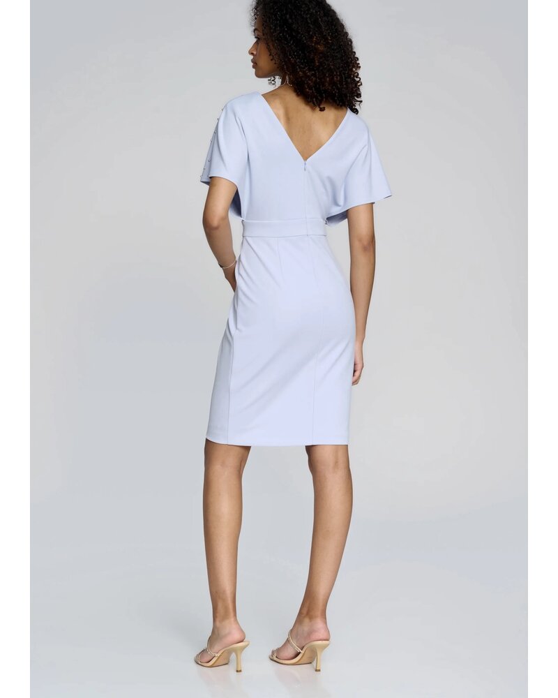 JOSEPH RIBKOFF Pearl Bodice Wrap Front Dress