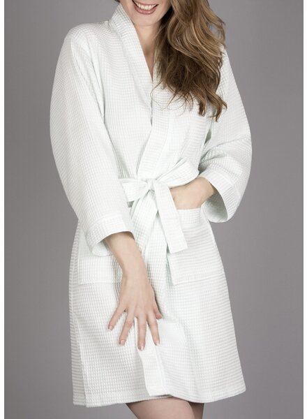 KAYANNA Waffle Weave Kimono 38" Spa Robe