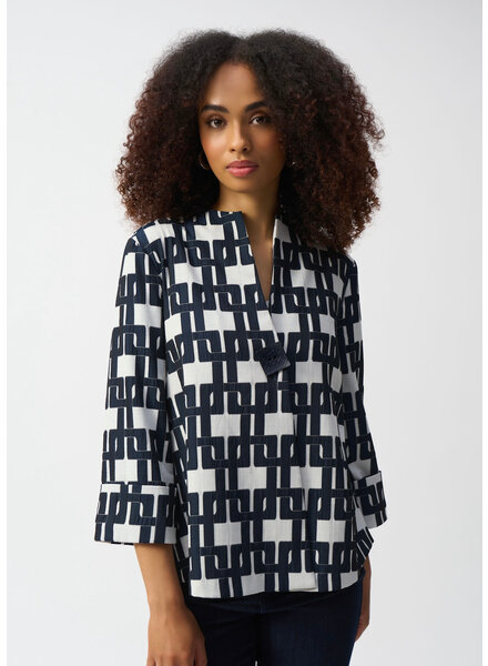JOSEPH RIBKOFF Geometric Jacquard Trapeze Jacket
