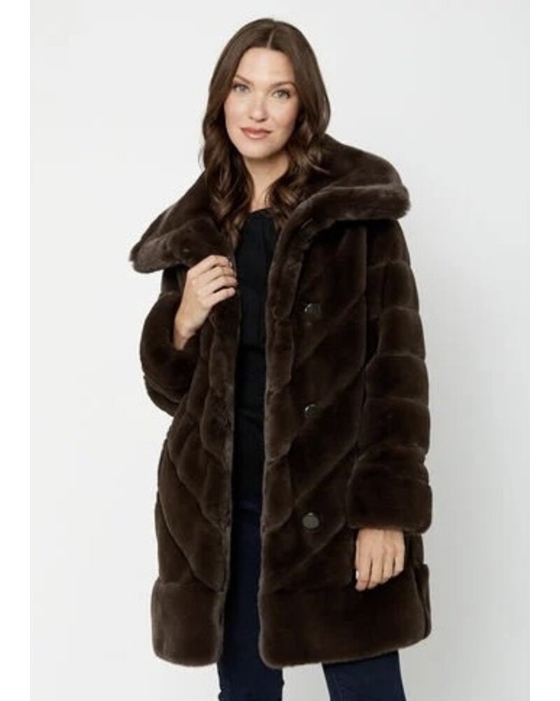 JOSEPH RIBKOFF Reversible Metallic/Faux Fur Coat