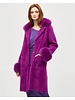 JOSEPH RIBKOFF Feather Yarn Faux Fur Trim Sweater Coat
