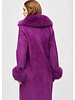 JOSEPH RIBKOFF Feather Yarn Faux Fur Trim Sweater Coat
