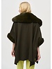 JOSEPH RIBKOFF Brushed Jacquard Cape w/Faux Fur Trim