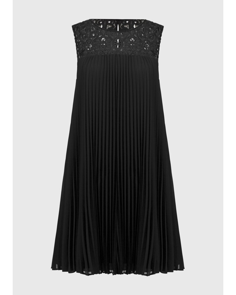JOSEPH RIBKOFF Chiffon & Lace Sleeveless Pleated Dress