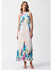 JOSEPH RIBKOFF Pleated Satin Floral Print Maxi Dress