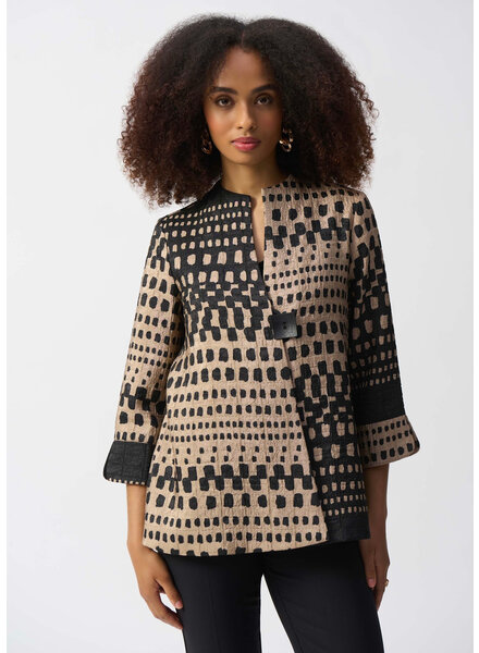 JOSEPH RIBKOFF Jacquard Geometric Print Trapeze Jacket