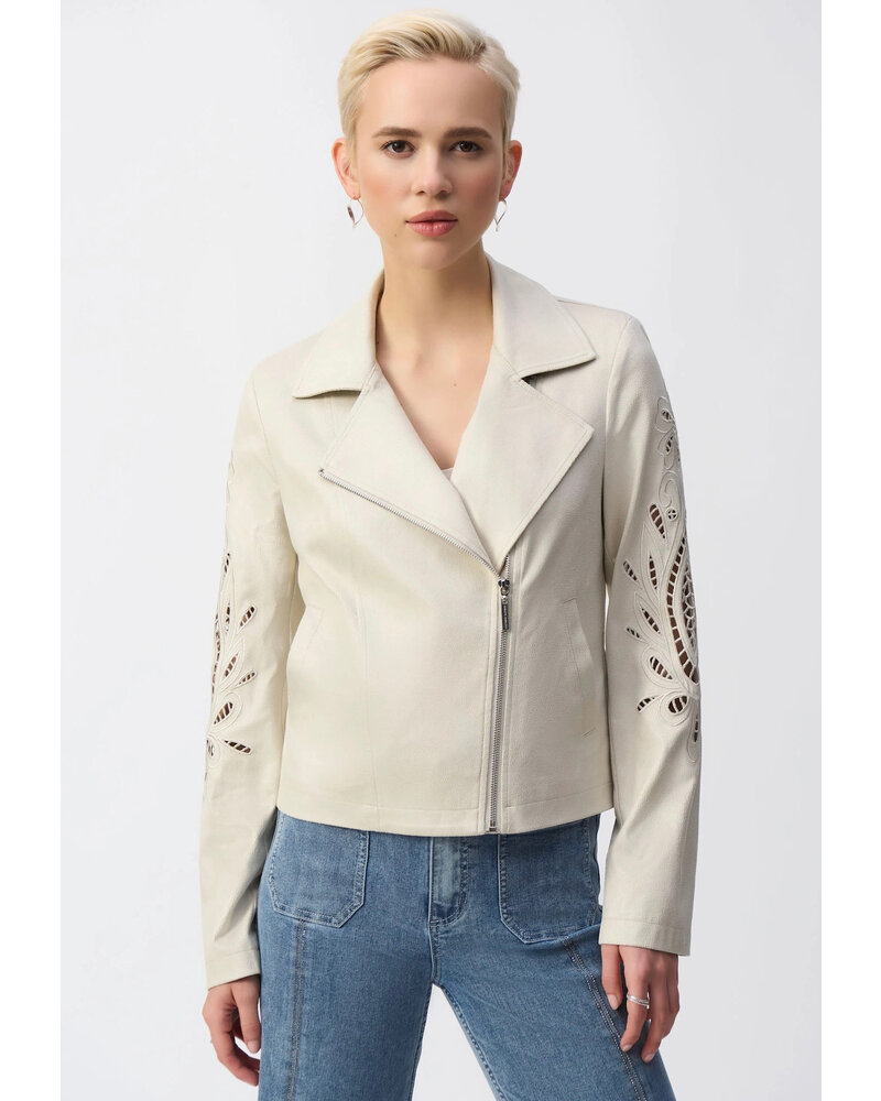 JOSEPH RIBKOFF Foiled Faux-Suede Moto Jacket
