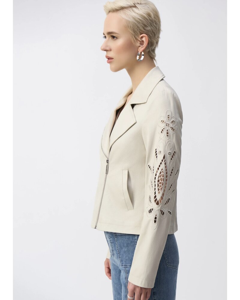 JOSEPH RIBKOFF Foiled Faux-Suede Moto Jacket