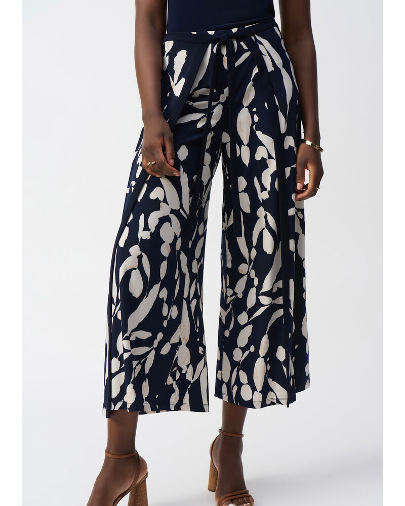 JOSEPH RIBKOFF Silky Knit Abstract Print Wide Leg Pants