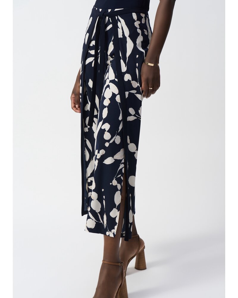 JOSEPH RIBKOFF Silky Knit Abstract Print Wide Leg Pants
