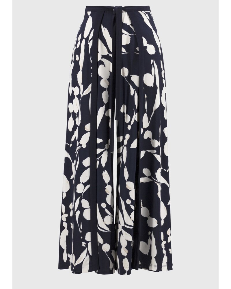 JOSEPH RIBKOFF Silky Knit Abstract Print Wide Leg Pants