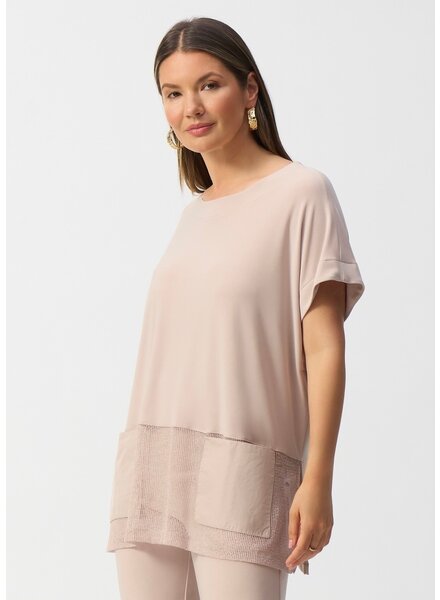JOSEPH RIBKOFF Silky Knit and Mesh Boxy Tunic