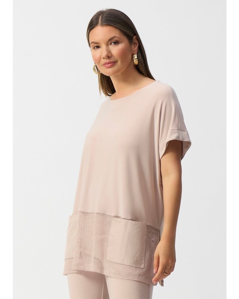 JOSEPH RIBKOFF Silky Knit and Mesh Boxy Tunic