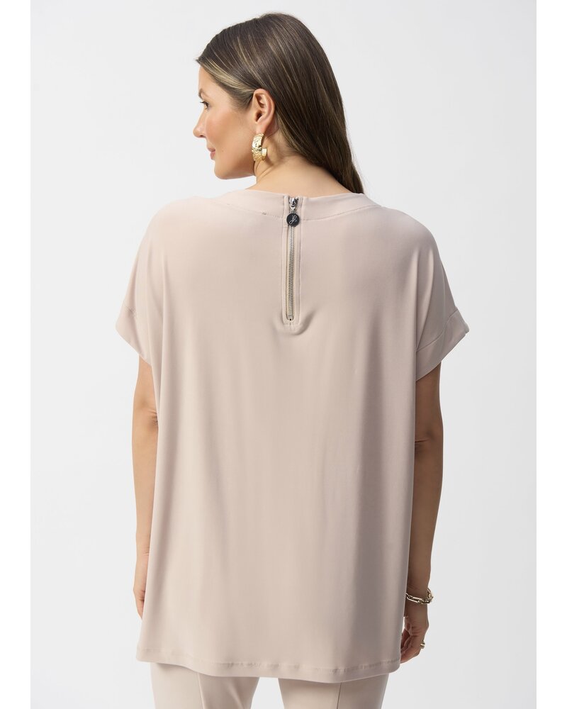 JOSEPH RIBKOFF Silky Knit and Mesh Boxy Tunic