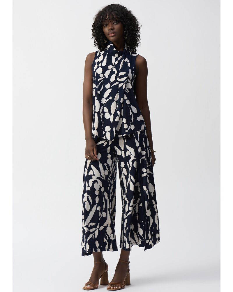 JOSEPH RIBKOFF Silky Knit Abstract Print Sleeveless Top